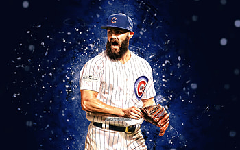 Jake Arrieta, , Chicago Cubs, MLB, pitcher, baseball, Jacob Joseph Arrieta, blue neon lights, Jake Arrieta Chicago Cubs, Jake Arrieta HD wallpaper