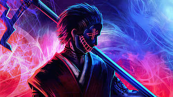 Grim Reaper Neon Guy , grim-reaper, mask, artist, artwork, digital-art HD wallpaper