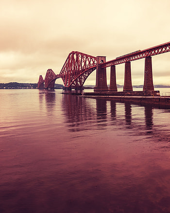 Nature, Sea, Pink, Bridge, Construction, Design, Metal, Metallic HD phone wallpaper