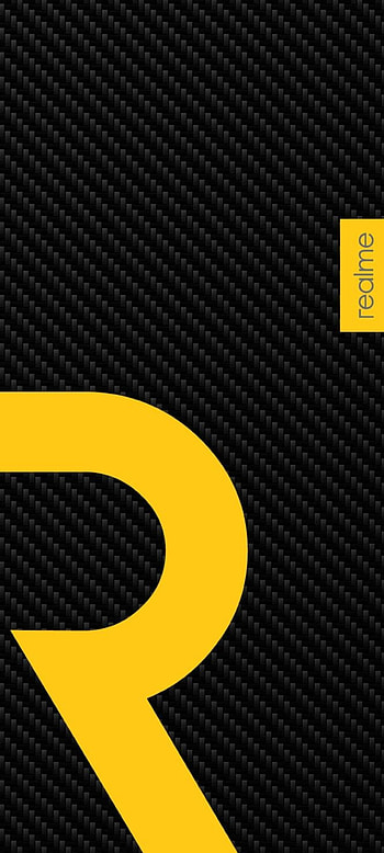 R de realme, carbono, xiaomi, pantalla, samsung, amarillo, logo, fondos HD phone wallpaper
