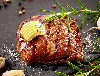 Meat and Butter, dinner, food, butter, meat HD wallpaper