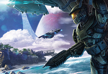 Halo Conflict Artwork , halo, halo-5, games, pc-games, xbox-games, ps-games, artist, artwork, digital-art, poster HD wallpaper