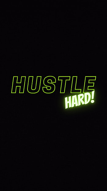 HUSTLE HARD, typography, amoled, neon, dark, creative HD phone wallpaper
