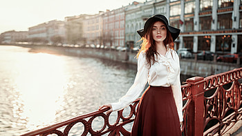 Women With Hats Long Skirt , girls, hat, model HD wallpaper