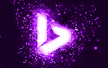Bing violet logo, , violet neon lights, creative, violet abstract background, Bing logo, search system, Bing HD wallpaper