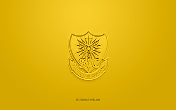 Tochigi SC, creative 3D logo, yellow background, J2 League, 3d emblem, Japan Football Club, Utsunomiya, Japan, 3d art, football, Tochigi SC 3d logo HD wallpaper