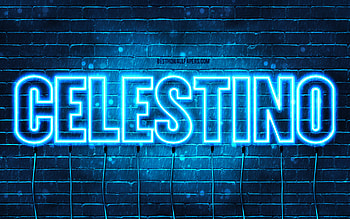 Celestino, , with names, Celestino name, blue neon lights, Celestino Birtay, Happy Birtay Celestino, popular italian male names, with Celestino name HD wallpaper