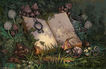 Magic book, magic, book, fantasy, art, mouse, kiri leonard HD wallpaper