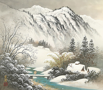 Koukei Kojima, art, drawing, nature, mountain HD wallpaper