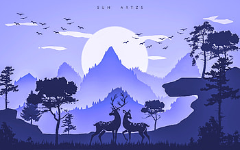 Deer Illustration 3, atmosphere, sky HD wallpaper