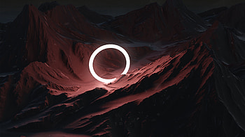 Mountains, Shine, Light, Miscellanea, Miscellaneous, Neon, Ring, Glow HD wallpaper