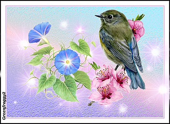 LITTLE BIRD AND FLOWERS, ART, FLOWERS, BIRD, ABSTRACT HD wallpaper