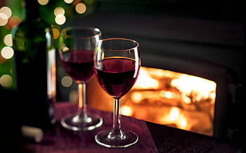 red wine, evening, glasses with red wine, glasses on the table, wine concepts, bokeh, wine HD wallpaper