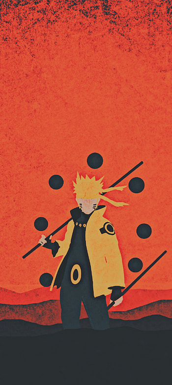 Naruto, orange, art, Anime, cartoon, cool, black, action HD phone wallpaper