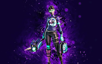 Minty Bomber, , violet neon lights, Fortnite Battle Royale, Fortnite characters, Minty Bomber Skin, Fortnite, Minty Bomber Fortnite HD wallpaper
