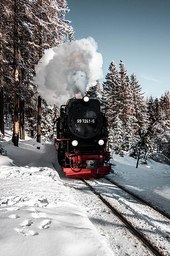 Winter, Smoke, Snow, Miscellanea, Miscellaneous, Train, Locomotive, Steam Locomotive HD phone wallpaper