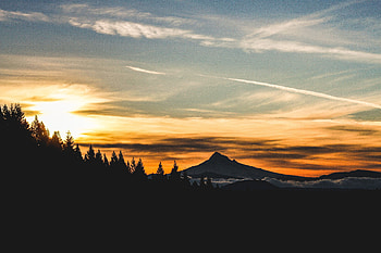 Landscape, Nature, Trees, Sunset, Sky, Twilight, Clouds, Mountain, Dusk HD wallpaper