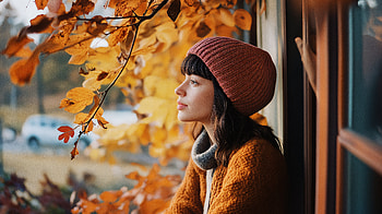 Cozy Autumn Vibes: A Ultra, cozy autumn aesthetic, woman, Autumn, leaf, portrait HD wallpaper