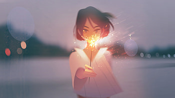 Anime Girl With Firework, anime-girl, anime, artist, artwork, digital-art HD wallpaper