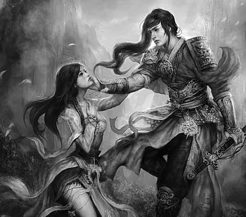 The Goodbye, man, black and white, farewell, beautiful, girl, longing, warrior HD wallpaper