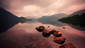 Lake Rock Mountains, lake, rock, mountains, nature HD wallpaper