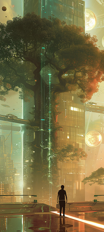 Cyberpunk Oak Sanctuary, cyberpunk HD phone wallpaper