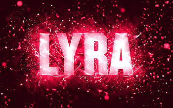 Happy Birtay Lyra, , pink neon lights, Lyra name, creative, Lyra Happy Birtay, Lyra Birtay, popular american female names, with Lyra name, Lyra HD wallpaper