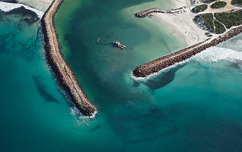 aerial view, , piers, sea, summer, beautiful nature, paradise, R, travel concepts HD wallpaper