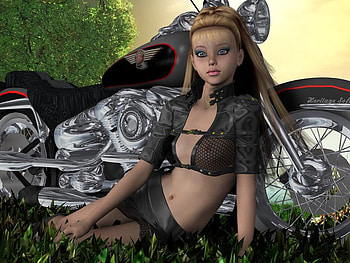 Bike, girl, abstract, fantasy HD wallpaper
