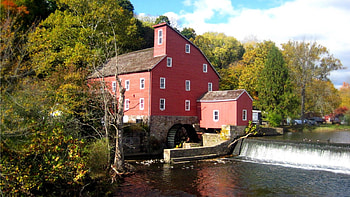 Mill in Autumn, river, mill, fall, waterfall, autumn HD wallpaper