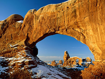 Nature, Stones, Mountains, Canyon, Snow, Window, Arch HD wallpaper