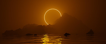 Solar eclipse, digital art, minimal HD wallpaper