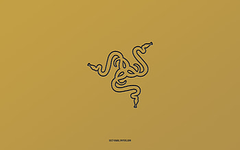 Razer logo, , gold gradient background, Razer carbon logo, gold background, Razer, Razer emblem HD wallpaper