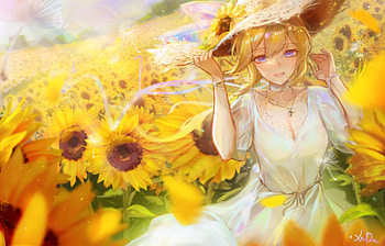 Yellow field of Sunflowers, Jean (Genshin Impact), Genshin Impact HD wallpaper