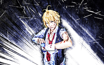 Meliodas, grunge art, The Seven Deadly Sins, protagonist, blue abstract rays, manga, Nanatsu no Taizai, Meliodas HD wallpaper