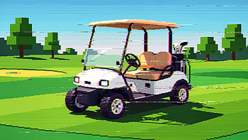 Golf Cart — Lush Fairway Ride, Golf Course, Pixel Art HD wallpaper