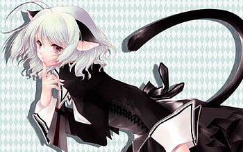 neko girl, black dress, cat ears, anime, girl, manga HD wallpaper