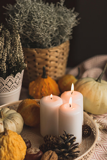 Halloween, Cones, Candles, Pumpkin, Flame, Miscellanea, Miscellaneous HD phone wallpaper