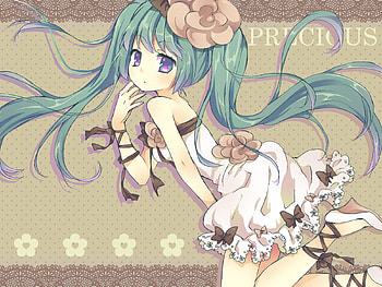 Hatsune Miku, sexy, blue eyes, cute, blue hair, girl, vocaloid, long hair, anime, flower, twintails, blush HD wallpaper