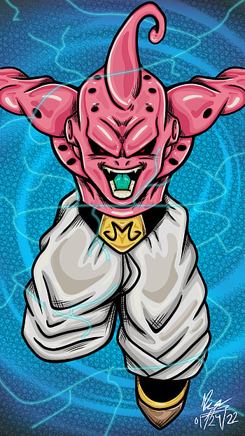 Kid buu, art, pink HD phone wallpaper