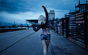 Girl, Jacket. Short Jeans Road, Dance, Tattoo HD wallpaper