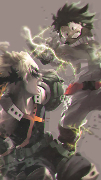 Deku vs Bakugou, Katsuki Bakugou, Izuku Midoriya, Anime, My Hero Academia HD phone wallpaper