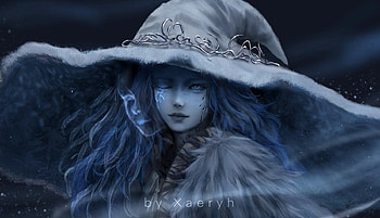 Ranni, blue, fantasy, girl, xaeryh, witch, hat HD wallpaper