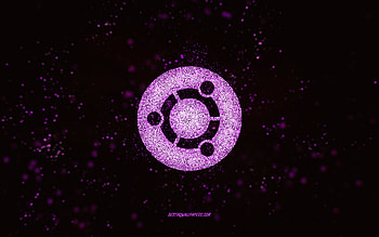 Ubuntu glitter logo, , black background, Ubuntu logo, purple glitter art, Ubuntu, creative art, Ubuntu purple glitter logo HD wallpaper
