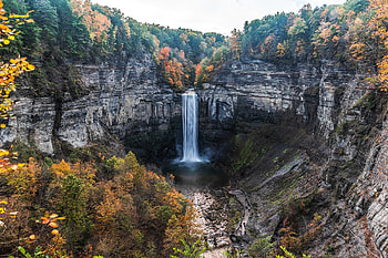 Autumn at Taughannock Falls, New York, autumn, waterfall, nature, usa HD wallpaper