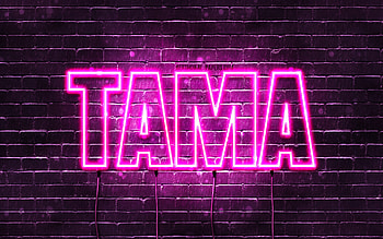 Happy Birtay Tama, , pink neon lights, Tama name, creative, Tama Happy Birtay, Mitsuko Birtay, popular japanese female names, with Tama name, Tama HD wallpaper