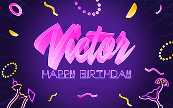 Happy Birtay Victor, , Purple Party Background, Victor, creative art, Happy Victor birtay, Victor name, Victor Birtay, Birtay Party Background HD wallpaper