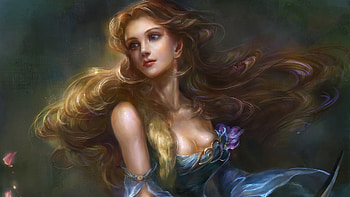 artworks painting, petals, flowers, women, girl, longhair HD wallpaper