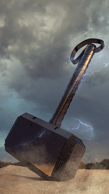 Pedro Navidad, Thors hammer, Mjolnir, Digital artwork HD phone wallpaper