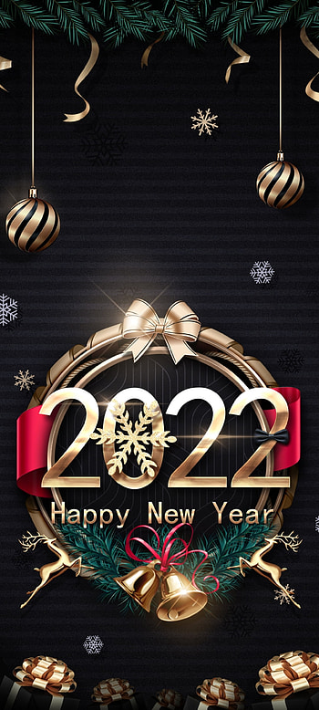 Golden New Year 2022, Ball, happy new year, beautiful, product, light, festival, luxury, snowing HD phone wallpaper